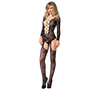 Leg Avenue Floral Suspender Bodystocking Negro O/S 178 g