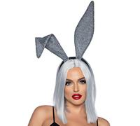LEG AVENUE-Glitter Headband Diadema con Purpurina Bunny Ear, Talla única, Color Plata, (2770 02722)