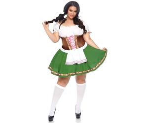 Leg Avenue- Gretchen Costume Dirndl Dress Oktoberfest Outfits Women Mujer, Color marrón, Talla Plus 1X/2X (EUR 46-50) (83311X08209)