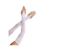 Leg avenue - guantes extralargos calientabrazos de encaje floral blanco