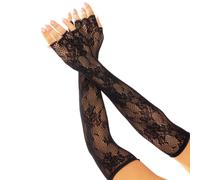 Leg Avenue Guantes Sin Dedos Red Floral Blanco - Diseño Elegante Para Libertad y Estilo - NEGRO