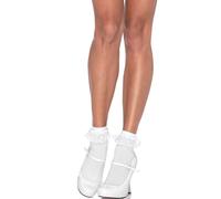 LEG AVENUE HOSIERY Calcetines tobilleros blancos con volante de encaje