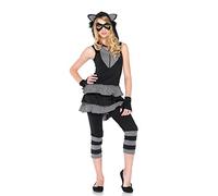 Leg Avenue j49120 20 4 piezas Junior Set Rocking mapache, mujer Carnaval Disfraz, S/M, color negro/gris