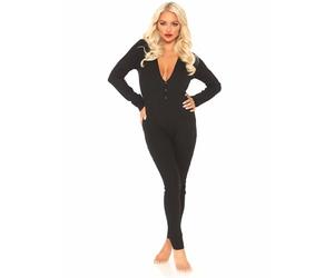 LEG AVENUE Johns con Cierre de Solapa Trasera, Negro, XL