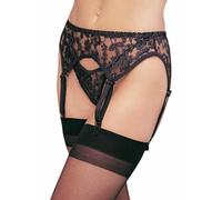 LEG AVENUE LIGUERO DE ENCAJE CON TANGA A JUEGO NEGRO PLUS