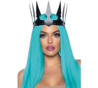 Leg Avenue Maleficent - corona de disfraz con efecto cuero sintético y tachuelas, negra