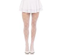 Leg Avenue Mallas de red para mujer Love Struck Heart, Blanco, Talla única