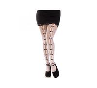 LEG AVENUE - MEDIAS CON ABERTURAS CORAZON & LAZOS ROSA - BLANCO - ONE SIZE