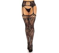 Leg Avenue Medias con costura trasera y liguero, Talla única (Negro)