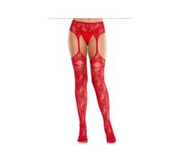 Leg avenue - medias de encaje con ligas rojo