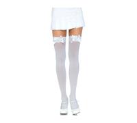 Leg avenue medias de nylon sexy con lazo blanco y rosa, Talla Taille unique 1, Colores Blanco