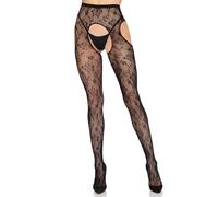 Leg Avenue Medias de Red con Braguita Abierta - Talla Única - Negro