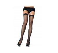 LEG AVENUE Medias De Red Negra - Diseño Sexy Con Blonda En La Parte Superior