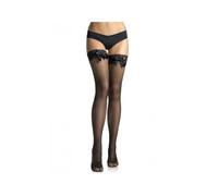 Sexy leg avenue medias de encaje y rejilla con volante negro - Taille: Talla única, Couleur: Negro