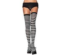 LEG AVENUE Calcetines Altos Rayas Negro Blanco - Estilo Divertido Para Ocasiones Festivas