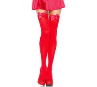 Leg Avenue Medias Rojas Con Lazo Rojo Talla Única - Medias De Nylon Con Diseño Elegante Y Decorativo