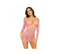LEG AVENUE MINI VESTIDO HEART NET TALLA ÃNICA - ROSA - Rosa - ONE SIZE