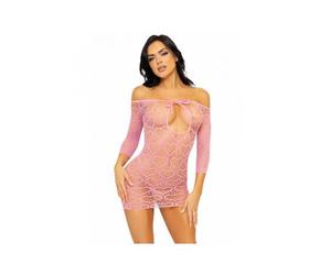 LEG AVENUE MINI VESTIDO HEART NET TALLA ÃNICA - ROSA - Rosa - ONE SIZE