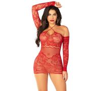 Leg Avenue Mini vestido off-shoulder sin costuras, Talla única (Rojo)