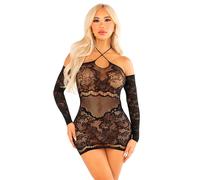 LEG AVENUE Minivestido De Rejilla Con Hombros Descubiertos - Diseño Elegante Para Sensación Confiada