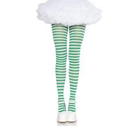 Leg Avenue- Nylon Striped Tights Mujer, Color blanco y verde kelly, Talla Única (EUR 36-40) (710022046)