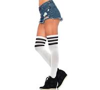 Leg Avenue Over the knee athletic socks, 1X-2X (Blanco Negro)
