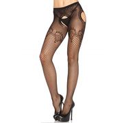 LEG AVENUE Panty En Red Bordada Negro - Diseño Elegante Con Aberturas Para Comodidad Diaria
