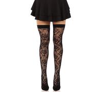 Leg Avenue para Mujeres Medias de muslo de red Wild Rose, T/U (Negro)