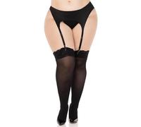 Leg Avenue para Mujeres Medias de muslo opacas con parte superior de encaje +, 1X-2X (Negro)