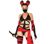 Leg Avenue- Película Mujer, sólido, Color Negro, Rojo, Small (EUR34-36) (86693-01101-S-BlckRd-Blck/Rd-S)