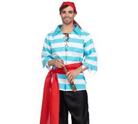 Leg Avenue- Pillaging Pirate Costume Hombre, Rayas, Color Azul, Blanco, X-Large (83663 05904)