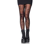 Leg Avenue Pirate Booty skull net tights, 1X-2X (Negro)