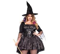 Leg Avenue- Plus Size Black Magic Witch Costume Bruja/Mago Mujer, Color Negro, Talla 3X/4X (EUR 52-56) (85475X 00109)