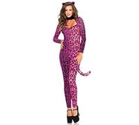 Leg Avenue-3pc.Pretty Pink Pussycat,Keyhole Catsuit W/Tail,Choker,Headband Gato Mujer, Color rosa, Large (EUR 42-44) (84222)