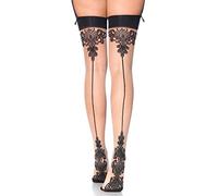 LEG AVENUE BAROQUE MEDIAS NUDE NEGRO EXCLUSIVE
