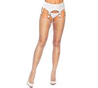 Leg Avenue Rhinestone fishnet stockings, 1X-2X (Blanco)