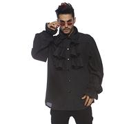 LEG AVENUE-Ruffle Front Shirt accesorios, sólido, color negro (black), (Talla del fabricante: Medium 10-12) (8668802001)