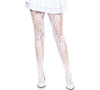 Leg Avenue Seamless floral lace tights, Talla Única(Blanco)