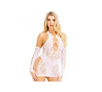 LEG AVENUE - SET MINIVESTIDO & GUANTES BLANCO