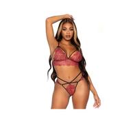 Leg avenue - set sujetador + tanga burdeos - L