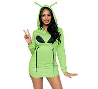 Leg Avenue Sk87077 12625 Vestido de Forro Polar con Capucha Alien, Verde, XS para Mujer
