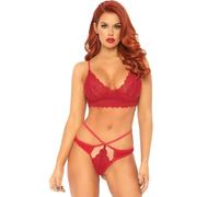 Leg avenue sujetador 2 piezas tiranta con doble tanga, Talla L/XL, Colores Rojo