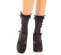 Leg Avenue Tobilleras con corazón, volantes y lazo, Talla única (Negro)