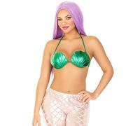 Leg Avenue Top de bikini de sirena con concha marina para mujer, esmeralda, talla S, Esmeralda/Sólidos, Small