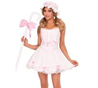 Leg Avenue Women’s 3 PC Little Bo Peep Costume Womens Halloween Costumes for Adults Including Ruffle Trim Top with Bow Accents, Skirt, and Bonnet, Medium