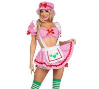 Leg Avenue Womens 3 Pc Berry Babe Costume Dress Halloween Costume For Women, SMALL, Pink