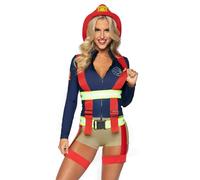 Leg Avenue womens Honey, Suspenders 2 PC Hot Zone Honey includes zip up romper with patch accent and reflective garter suspenders, Multicolor, XX-Small US