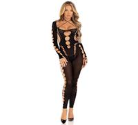 Leg Avenue womens Seamless Opaque Cut-out Footless Bodystocking, Black, One Size