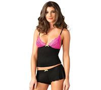 Leg Avenue Women's Seraphina, Pijamas Mujer, Negro/Rosa, M