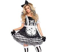Leg Avenue Wonderland Alice Costume Mujer, Color Negro Blanco, Large (EUR 42-44) (86665-00701-L-BlkWht-Blk/Wht-L)